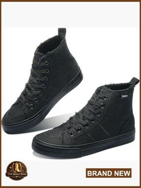 High Top Canvas Sneakers Mid Calf Lace Up Fashion Sneakers Casual